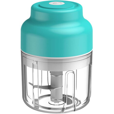 Hachoir à légumes portable sans fil, petit robot culinaire électrique pour l'ail et les légumes, couper en dés, hacher et réduire en purée, 100 ml, bleu