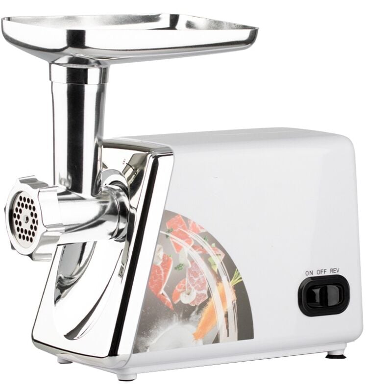 Jusch - Hachoir à viande, 2500 w, couteau en acier inoxydable, 3 tamis, entièrement automatique, blanc