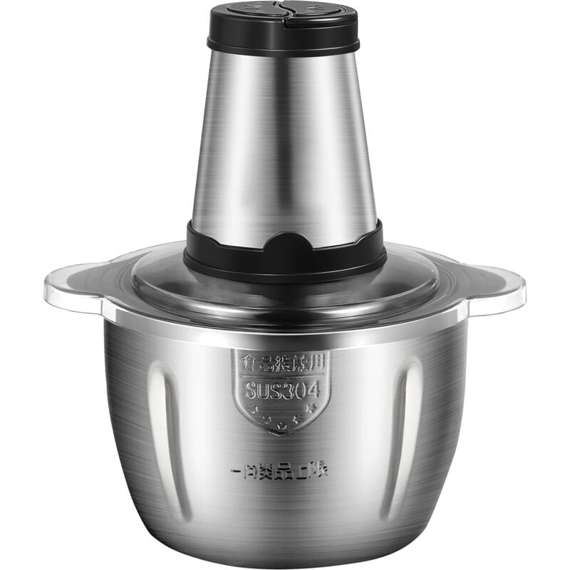 Lifcausal - Hachoir à viande électrique 2 l, robot culinaire multifonction en acier inoxydable pour viande, légumes, fruits, noix, contrôle à 2