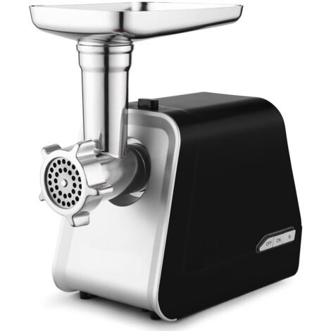 Hachoir à viande électrique 2000W – 3 plaques inox pour hachage fin, moyen, grossier – Tube de remplissage saucisse – Sécurité surchauffe