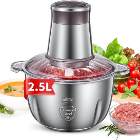 Hachoir à viande électrique, 2.5L bol mélangeur en acier inoxydable, 350W, 2 vitesses, FOHERE