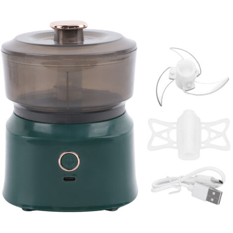 Hachoir à viande électrique avec éplucheur à ail, hachoir à légumes USB, gadget de cuisine multifonction vert