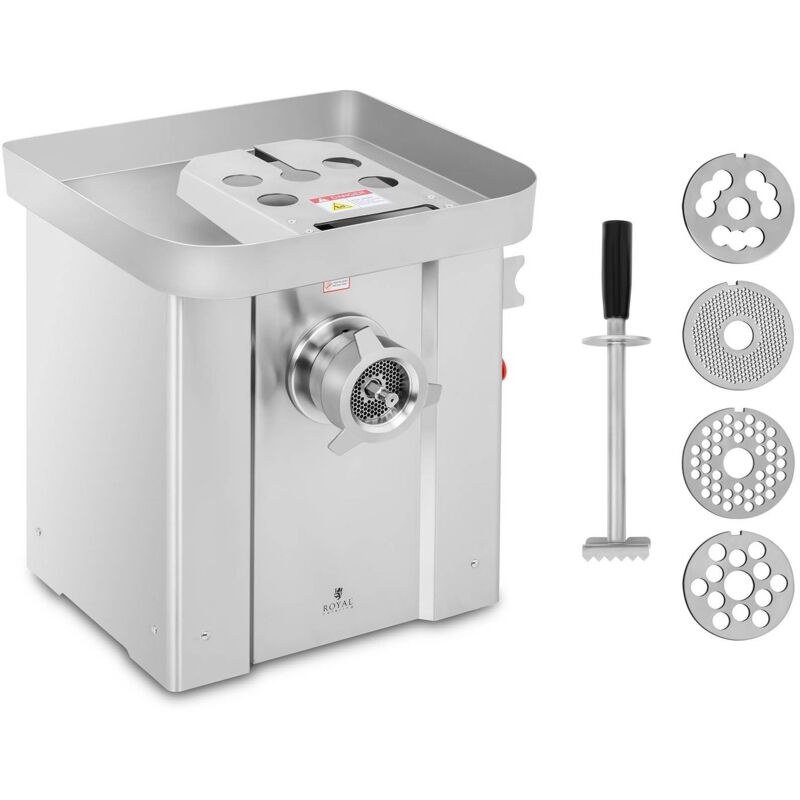 Royal Catering - Hachoir à Viande Électrique Professionnel Grilles Et Lames Inox Poussoir 1500w