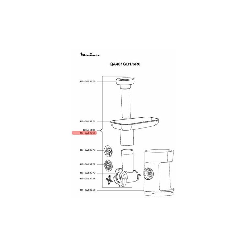 Moulinex - hachoir complet blanc pour pieces preparation culinaire...