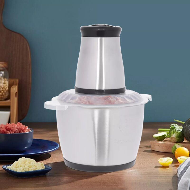 Gojoy - Hachoir de cuisine électrique avec bol en acier inoxydable de 3 l, 4 couteaux en acier inoxydable, hachoir universel pour viande, oignons,