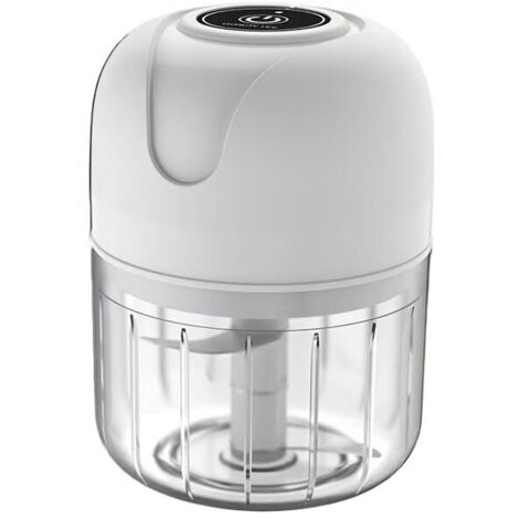 Hachoir électrique 250 ml – Mini hachoir à ail et à légumes, rechargeable par USB, multifonctionnel, idéal pour la cuisine et la préparation des aliments pour bébés – Blanc