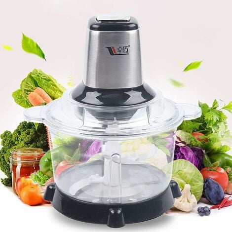 Hachoir électrique 5L Hachoir universel Hachoir à viande à faible bruit Mode 2 vitesses avec protection du moteur en cas de surchauffe pour la viande, les aliments pour bébés, les fruits et les légume