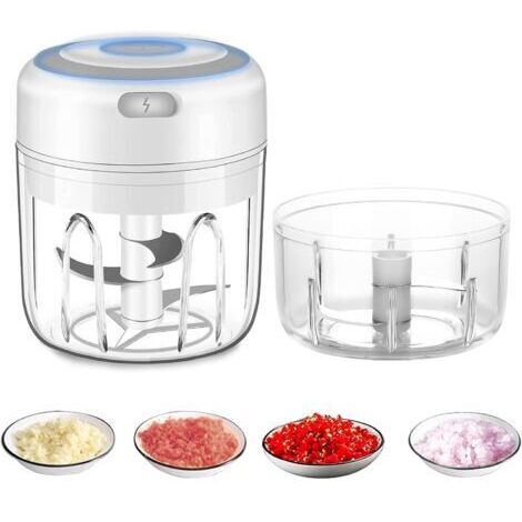 Hachoir électrique sans fil, mini robot culinaire, 250 ml, facile à nettoyer et à remplacer, mélangeur électrique durable pour légumes et fruits