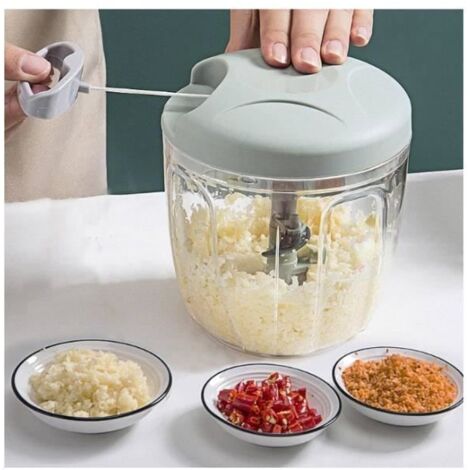 Hachoir manuel 5 secondes, 900 ml, Hacher, découper, mixer, Légumes, Noix, Oignons, Lames en acier inoxydable, Cuisine rapide et