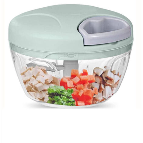 Hachoir manuel à corde pour légumes, coloris vert, double bol 500 ml et 900 ml