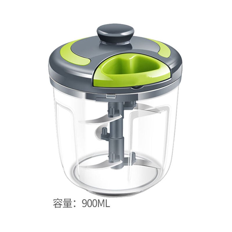 Jusch - Hachoir manuel, mixeur plongeant d'une capacité de 900ML avec 5 lames en acier inoxydable, coupe-oignon multifonctionnel pour couper les