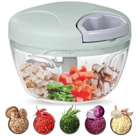 Hachoir Manuel，500 ml Hacher Découper et Mixer Légumes Viandes Noix Oignons Grâce à ses Lames en Acier Inoxydable pour une Cuisine Rapide et Facile