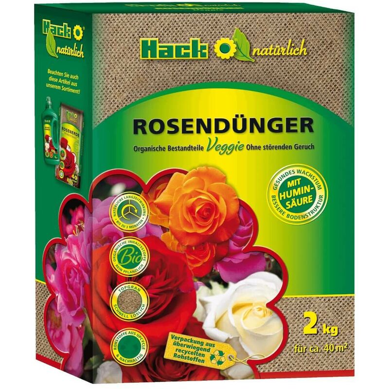 Hack - Bio Engrais pour rosiers 2 kg Engrais pour fleurs Engrais de jardin Engrais pour balcons
