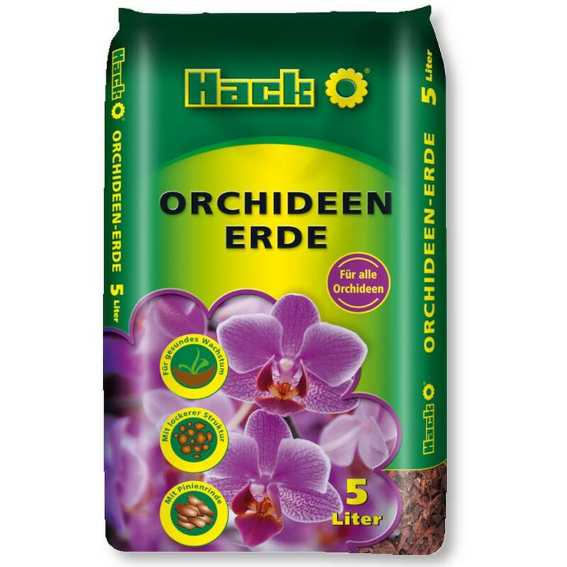 Hack - terreau pour orchidées 5 l substrat pour orchidées, terreau pour orchidées sans tourbe avec engrais de départ