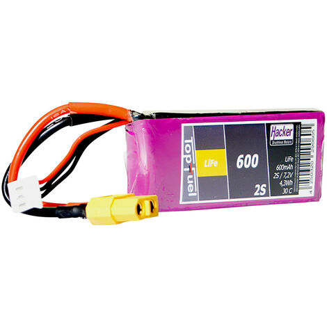 Hacker Modellbau-Akkupack (LiFe) 6.6 V 600 mAh Zellen-Zahl: 2 30 C Softcase XT60