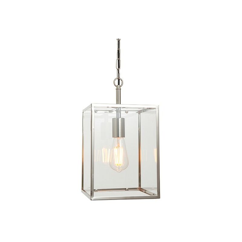 Endon Lighting - Hadden - Pendant Bright Nickel Plate & Clear Glass 1 Light Dimmable IP20 - E27