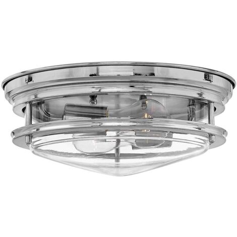 Hadrian Hinkley 2 Lumière Plafonnier Chrome avec Verre IP44
