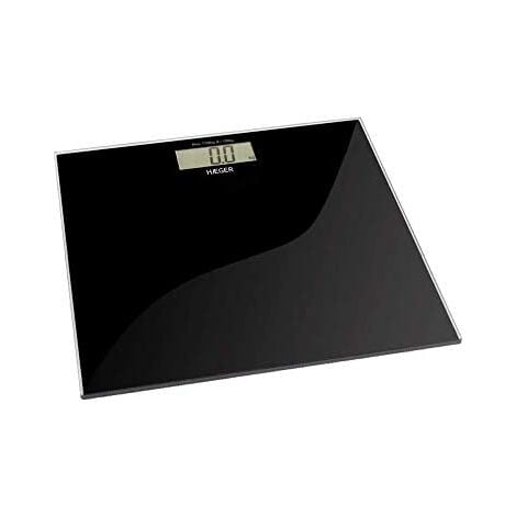 HAEGER DARK - Pèse-personne numérique d'une capacité de 180 kg - activation par contact, indicateur de batterie faible et de surpoids, indication d'erreur et arrêt automatique