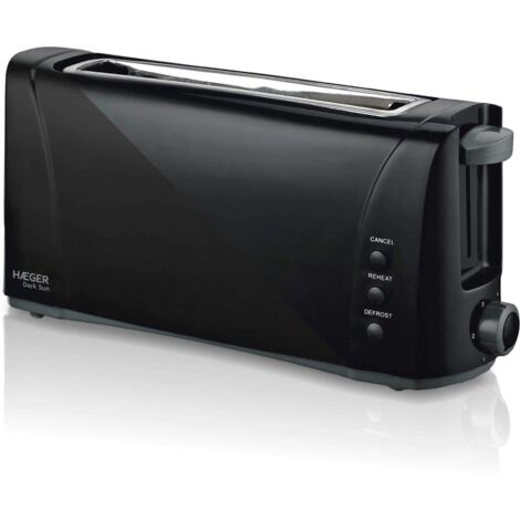 HAEGER Dark Sun - Tostapane, 1 Fessura Extra Lunga, Multifunzione, 1000W, 6 Livelli di Doratura, Nero
