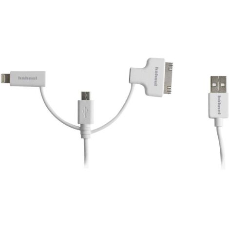 Hähnel Fototechnik Câble de charge USB USB-A mâle, Connecteur Lightning , USB-Micro-B mâle, Connecteur 30 pôles 1.50 m blanc 10006510 A113641