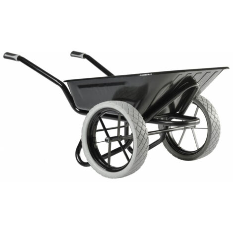 GYMAX Brouette de Jardin 2 Roues, avec Cuve de 140 L, Contenant en PP