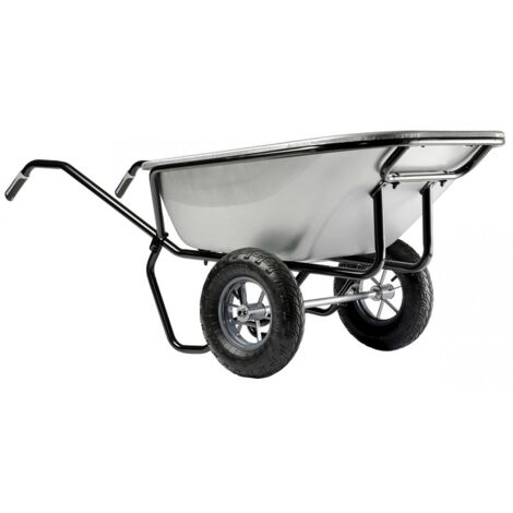 Haemmerlin – Brouette de jardin 2 roues 230L – Charge utile 300Kg – Caisse galvanisée 1,5mm – Roues gonflées Ø400mm pour terrains difficiles