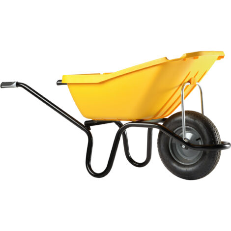 Haemmerlin – Brouette de jardin Pick Up 110L – Charge maximale 160 kg – Caisse en polypropylène jaune – Roues gonflées Ø 400 mm