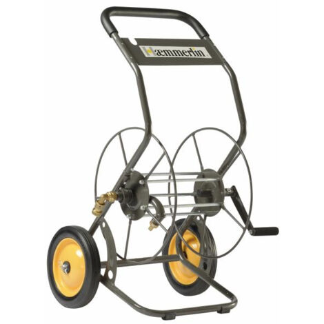 Haemmerlin – Dévidoir métallique 2 roues pour tuyau d'arrosage 55m – Structure robuste en acier peint – Roues pleines 250mm pour manœuvre facile