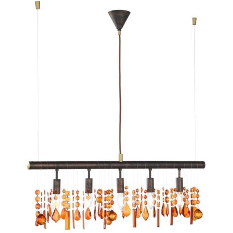 Hänge Leuchte Kristall Decken Lampe Bernstein Pendel Ess Zimmer Beleuchtung WOFI 7320.05.05.6000