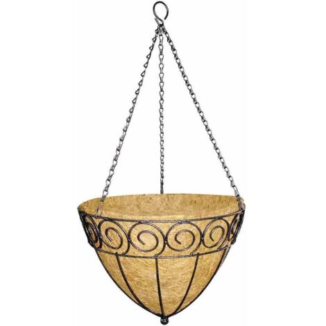 Hängeampel Cone Design Ø 35 cm mit Kokoseinlage, Kette und Haken