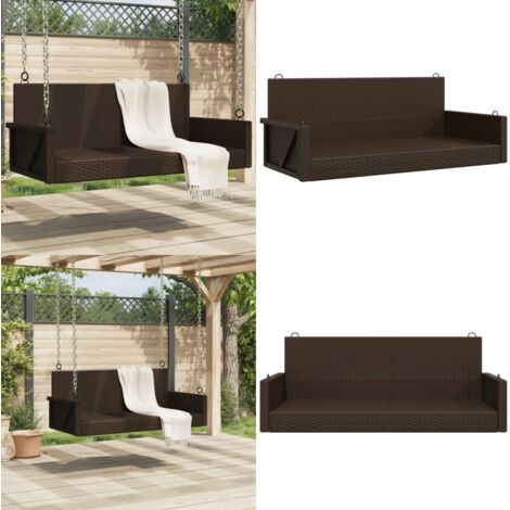 Hängebank Braun 119x56x48 cm Poly Rattan - Gartenschaukel - Outdoor Möbel - Gartenbank - Hängematte - Relaxliege - Home & Living
