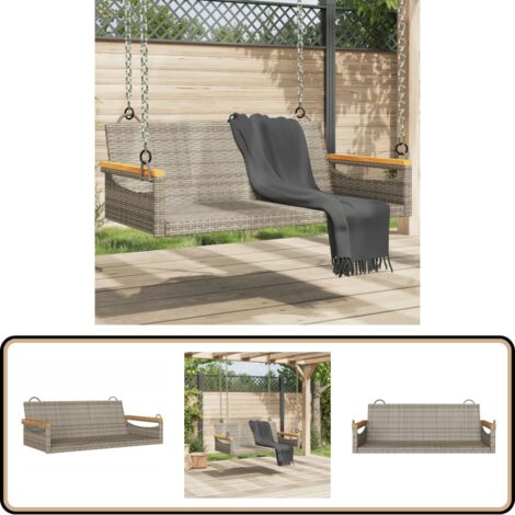 Hängebank Grau 109x62x40 cm Poly Rattan - Gartenschaukel - Outdoor Möbel - Gartenbank - Relaxliege - Lounge Chair