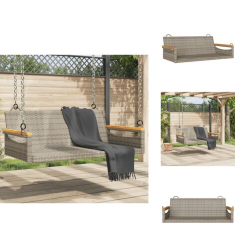 Hängebank Grau 109x62x40 cm Poly Rattan - Gartenschaukel - Outdoor Möbel - Gartenbank - Relaxliege - Lounge Chair