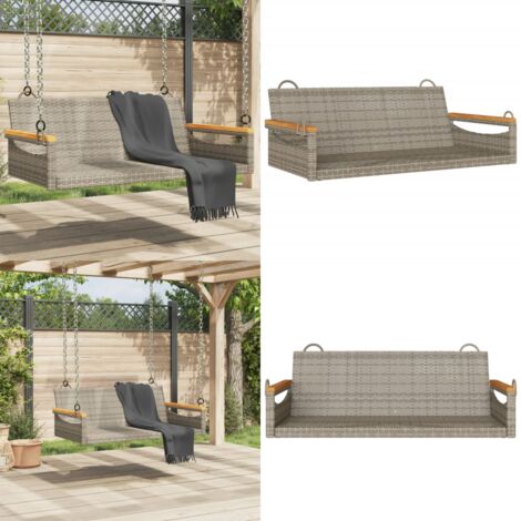 Hängebank Grau 109x62x40 cm Poly Rattan - Gartenschaukel - Outdoor Möbel - Gartenbank - Relaxliege - Lounge Chair - Home & Living