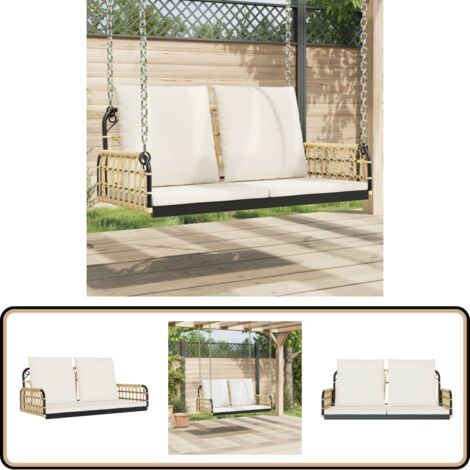 Hängebank mit Kissen 105x58x38 cm Poly Rattan und Stahl - Outdoor Möbel - Gartenmöbel - Gartenschaukel - Hängebank - Relaxliege