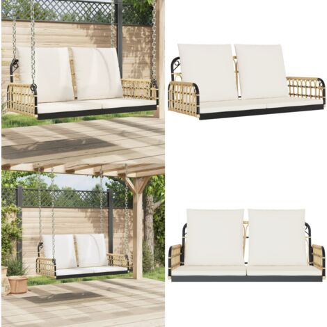 Hängebank mit Kissen 105x58x38 cm Poly Rattan und Stahl - Outdoor Möbel - Gartenmöbel - Gartenschaukel - Hängebank - Relaxliege - Home & Living