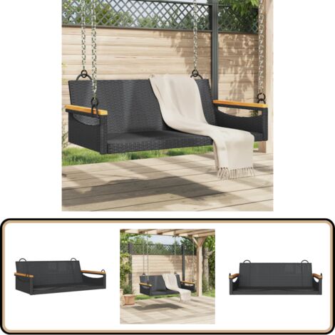 Hängebank Schwarz 109x62x40 cm Poly Rattan - Gartenschaukel - Outdoor Möbel - Gartenbank - Hängebank - Relaxliege