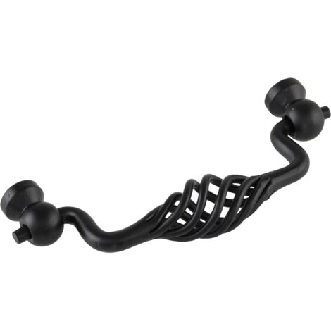 Hängegriff antik Cage LA 96 - antiker Möbelgriff B 115mm inklusive 2 Schrauben, Stahl schwarz matt