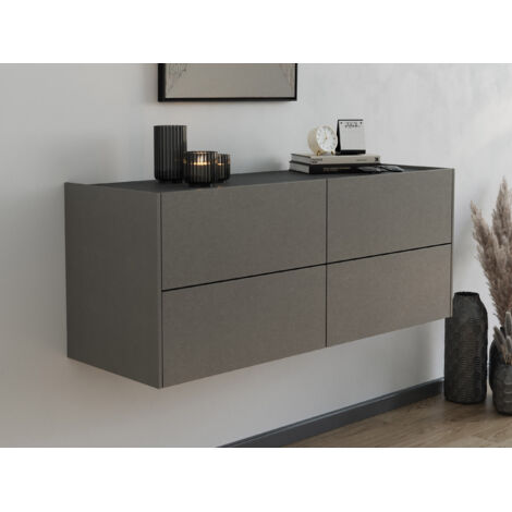 Hängekonsole Sideboard Urban Slimline 4 Push-to-open Einzüge Asche