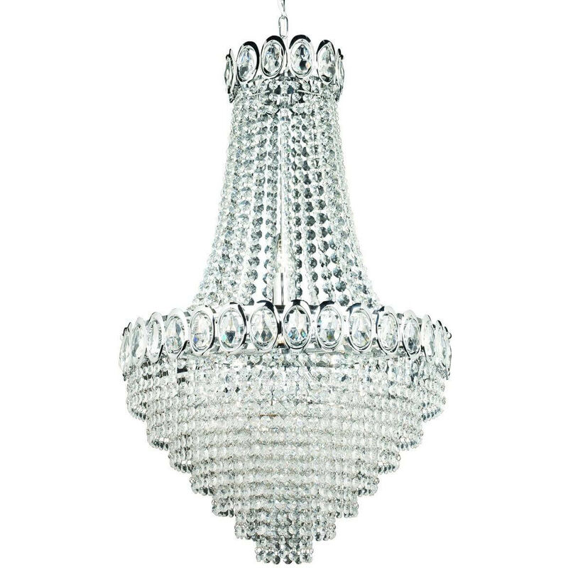 03searchlight - Hängelampe 11 Louis-Philippe-Glühbirnen aus Chrom und Kristall