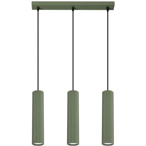 Hängelampe Aluminium GU10 H: max. 98 cm Olivgrün 3-flammig länglich Modern