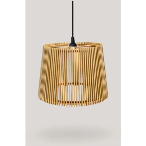 Hängelampe außen Holz E27 IP44 rund Ø 39 cm Modern Pendelleuchte Garten Außenleuchte Terrasse Beleuchtung