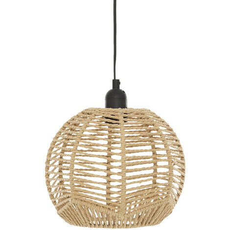 Hängelampe CAREN mit geflochtenem Lampenschirm, Ø 24 cm