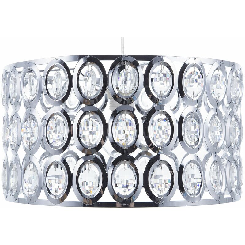 Beliani - Hängeleuchte Silber Metall runder Schirm mit Kristallen aus Acrylglas Ringform Moderner Glamouröser Stil - Silber
