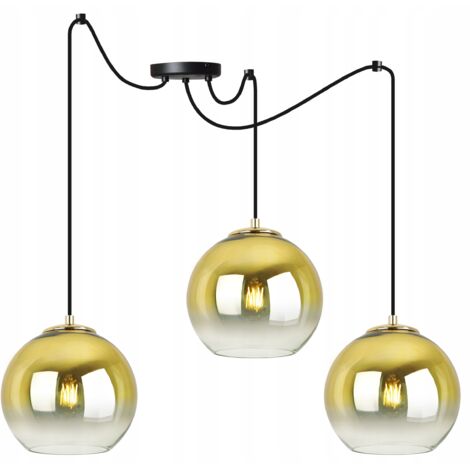 Hängelampe, Deckenleuchter, goldener Lampenschirm, 20 cm