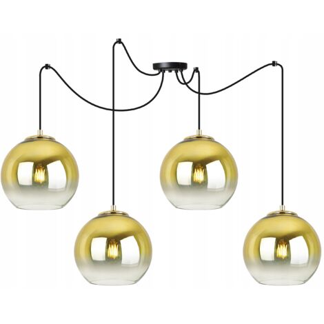 Hängelampe, Deckenleuchter, goldener Lampenschirm, 20 cm