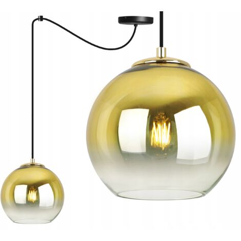 Hängelampe, Deckenleuchter, goldener Lampenschirm, 20 cm