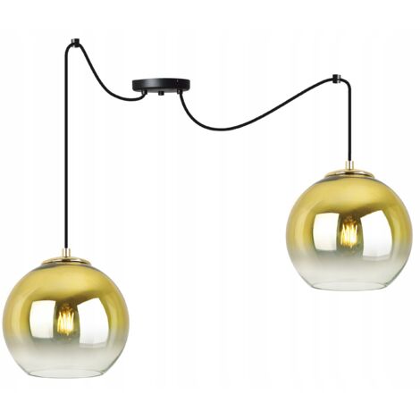 Hängelampe, Deckenleuchter, goldener Lampenschirm, 20 cm