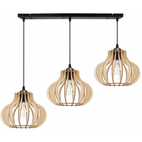 Hängelampe, Deckenleuchter, Holz, LED-Lampenschirm