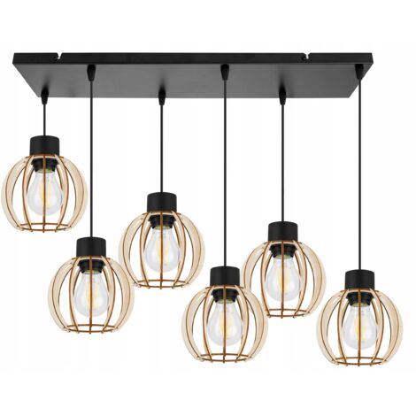 Hängelampe, Deckenleuchter, Holz, LED-Lampenschirm